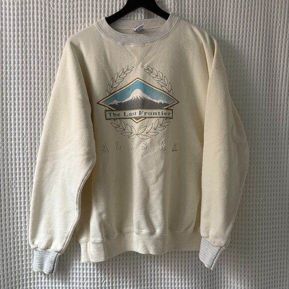 Vtg 90s Rugged Sweats cream cotton crewneck Alaska Denali sweatshirt men's XXL - Picture 1 of 6